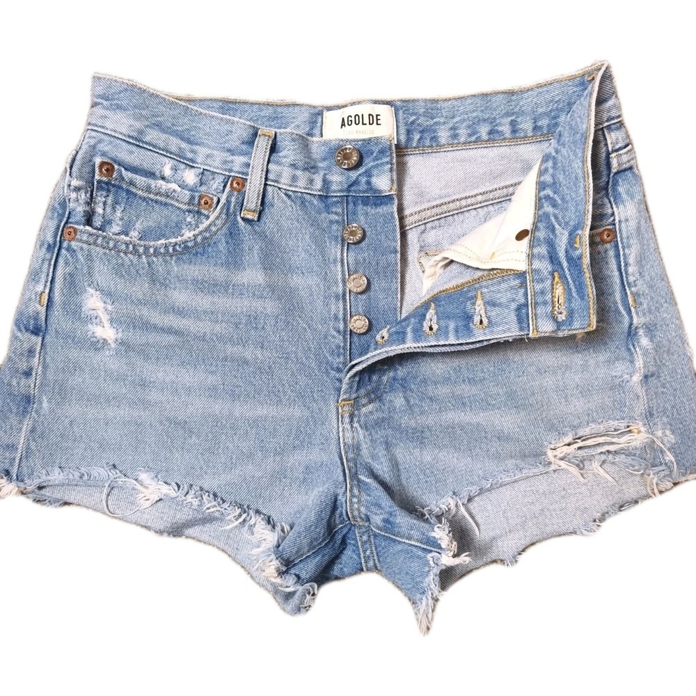 Agolde‎ Parker Vintage Cut Off Denim Shorts Size 24 Waist 28" Distressed